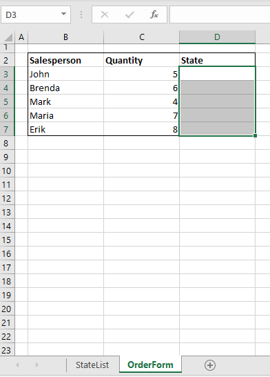 Drop down list locations in Excel