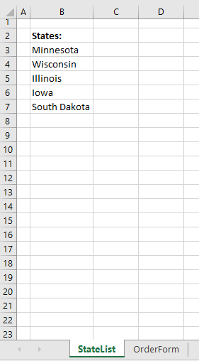 Drop down list values in Excel